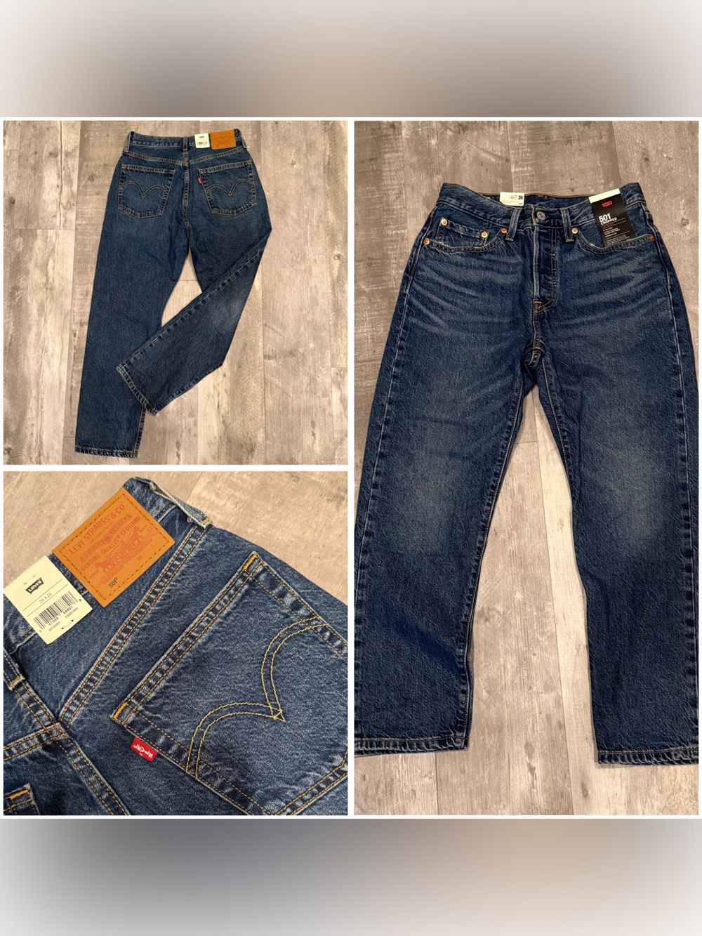 NWT Levi's Women's High Rise 501 Cropped Jeans Straight Leg Dark Wash - Size 26